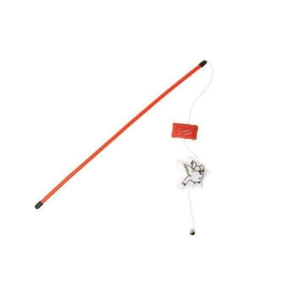 Karlie Simon s Cat Fishing Rod Toy with Bird Motif in Red and White 47 cm Discount