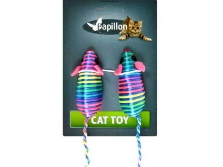 Papillon Cat toy 2 coloured mice on card For Cheap