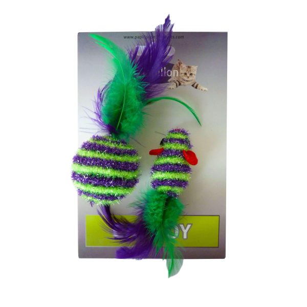 Papillon Cat Toy Mouse And Ball With Feather For Cheap