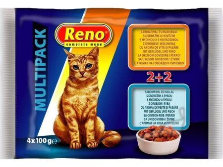 Reno Cat Pouch Multi Beef & Poultry, Poultry & Fish - 4x100 g Discount