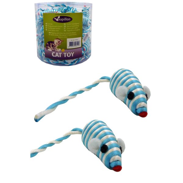 Papillon Cat Toy Mouse blue white 5 cm with rattle Supply