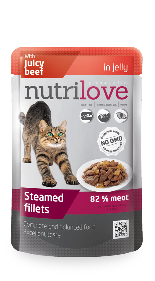 Nutrilove Adult Cat Beef in jelly - Pouch 85gr Hot on Sale